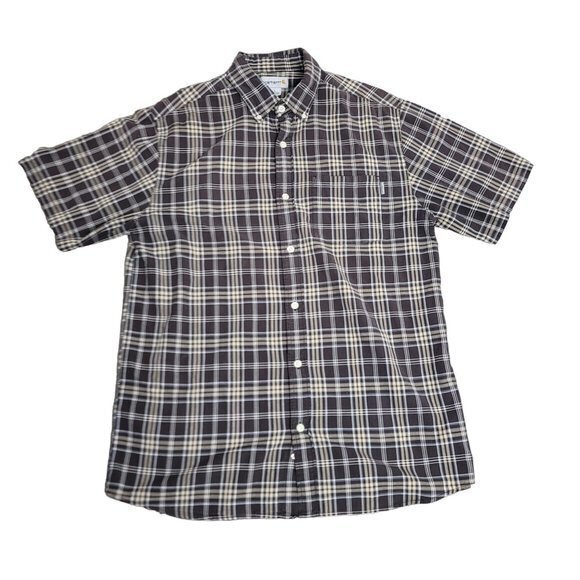 Carhartt Mens Size Large Brown Western Work Casual Short Sleeve Shirt - Picture 1 of 6